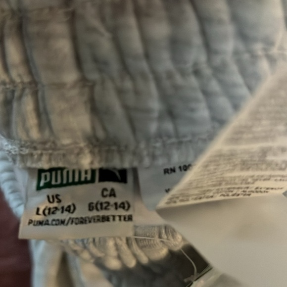 Girls large gray and hot pink puma joggers 12/14 - Picture 2 of 3